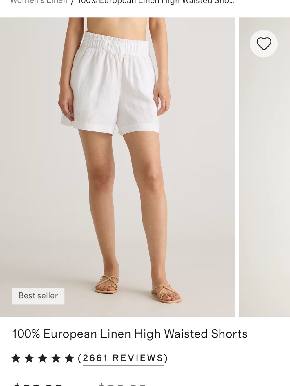 Quince White High-Waisted Linen Shorts
